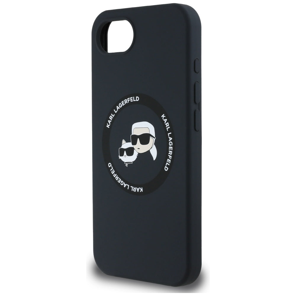 MagSafe Case for Apple iPhone 16e, Karl Lagerfeld, Silicone Karl & Choupette's Heads, Black