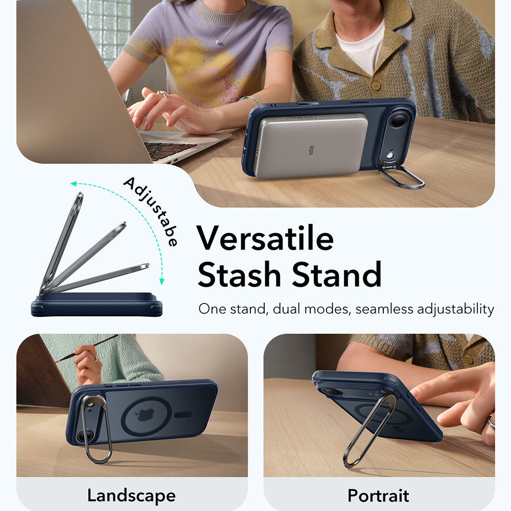 Θήκη MagSafe για Apple iPhone 17 Air, ESR, Classic Hybrid Kickstand, Σατινέ Μπλε