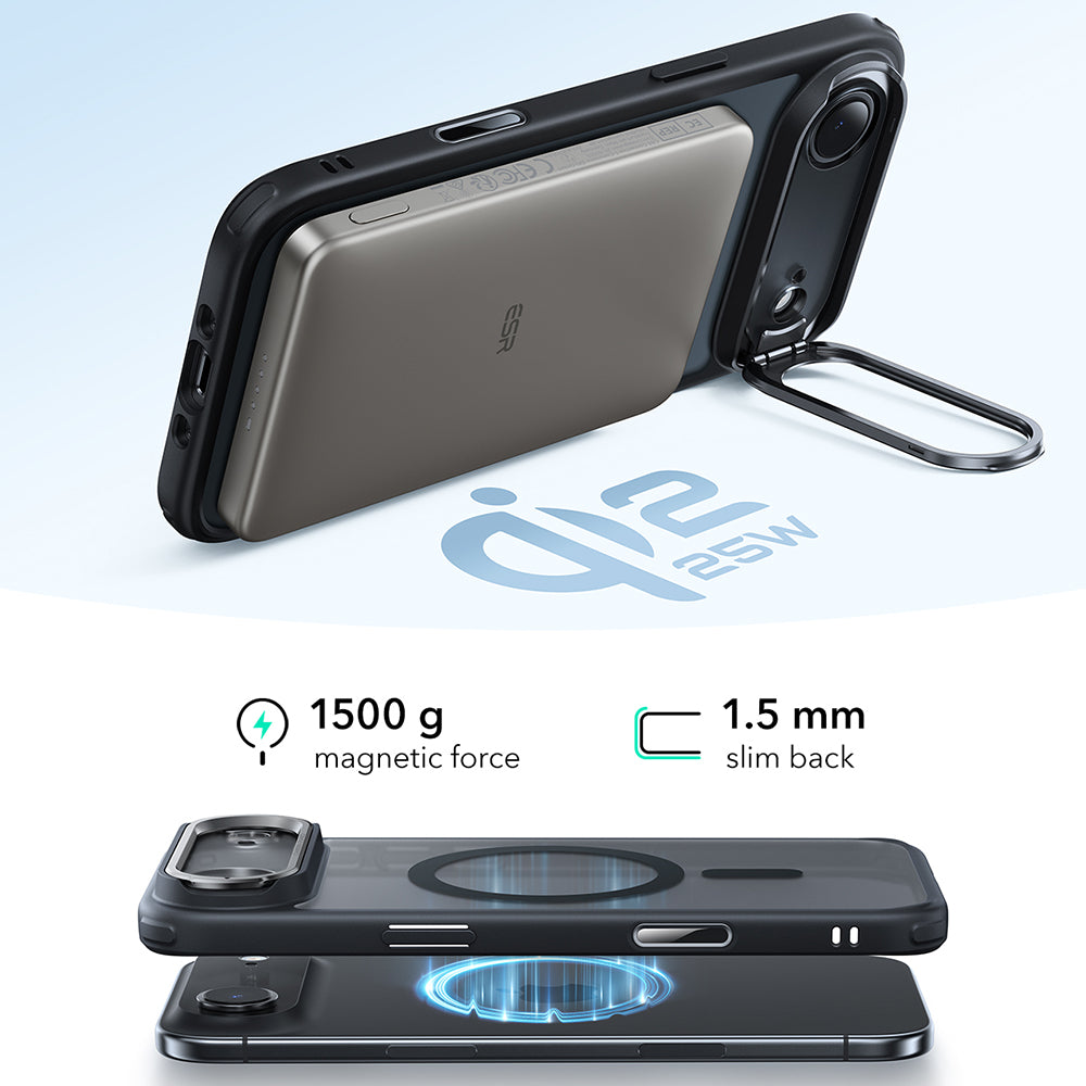 Θήκη MagSafe για Apple iPhone 17 Air, ESR, Classic Hybrid Kickstand, Ματ Μαύρη