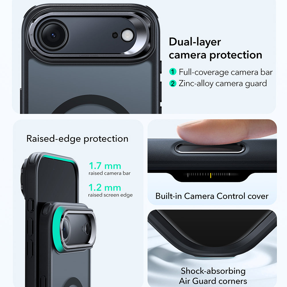 Θήκη MagSafe για Apple iPhone 17 Air, ESR, Classic Hybrid Kickstand, Ματ Μαύρη