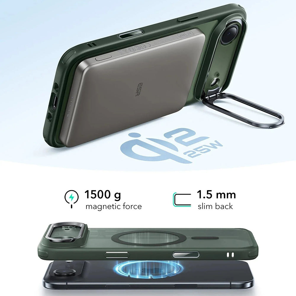 Θήκη MagSafe για Apple iPhone 17 Air, ESR, Classic Hybrid Kickstand, Σατινέ Πράσινο