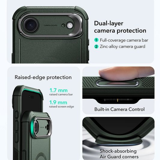 Θήκη MagSafe για Apple iPhone 17 Air, ESR, Cyber Armor Kickstand, Πράσινη