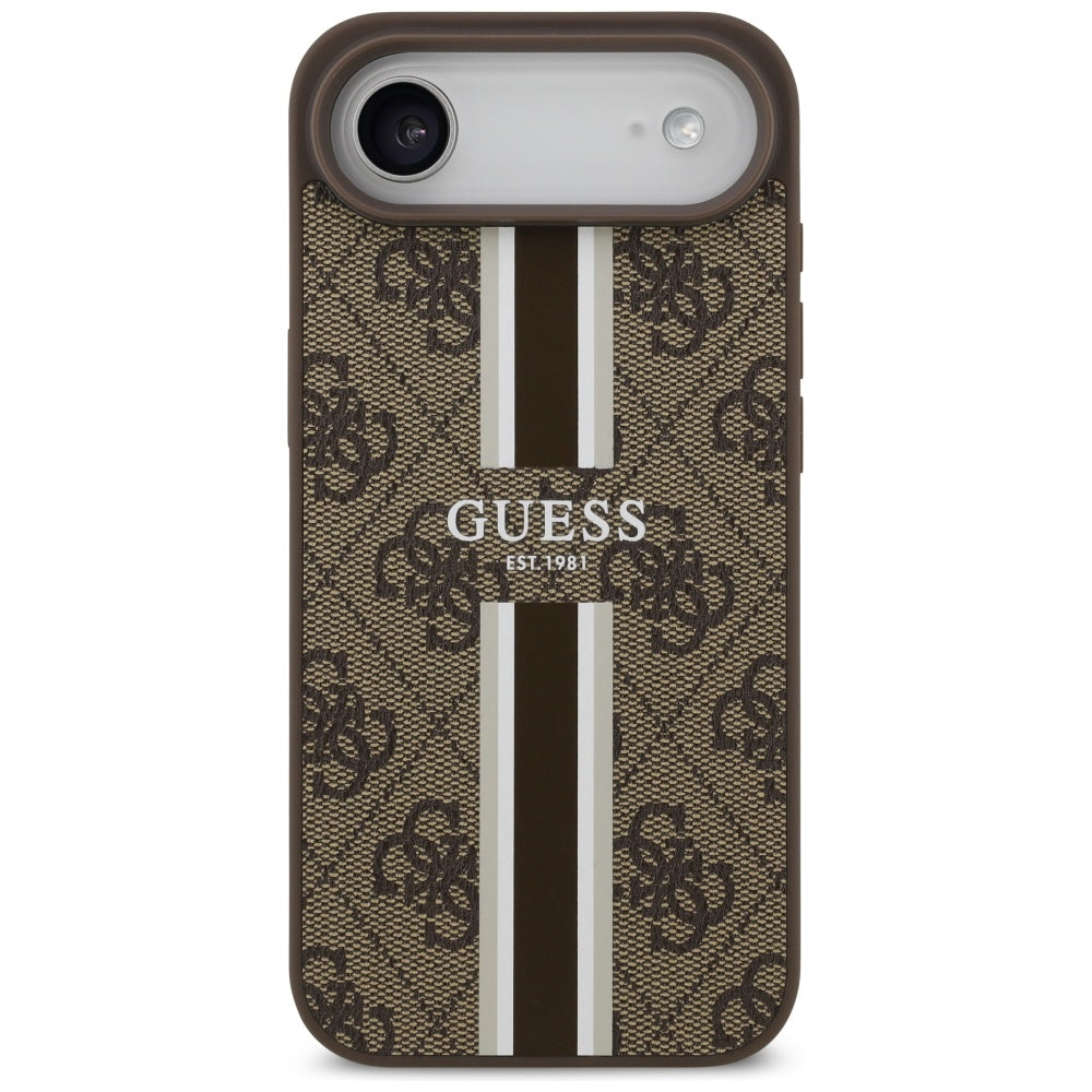 Θήκη MagSafe για Apple iPhone 17 Air, Guess, 4G Printed Stripes, Καφέ