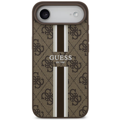 Θήκη MagSafe για Apple iPhone 17 Air, Guess, 4G Printed Stripes, Καφέ