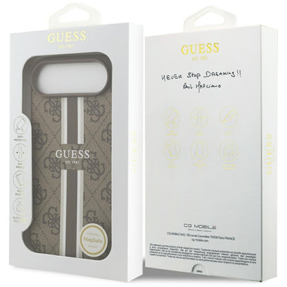 Θήκη MagSafe για Apple iPhone 17 Air, Guess, 4G Printed Stripes, Καφέ