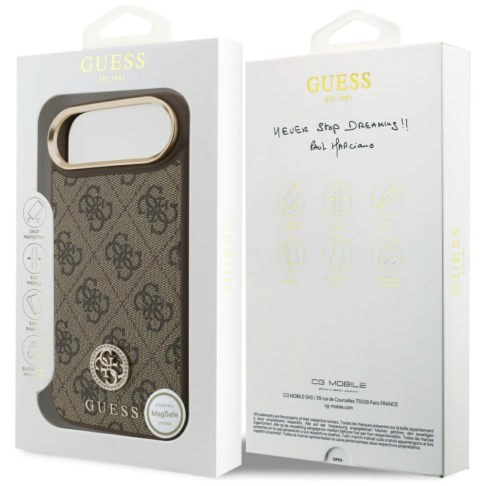 Θήκη MagSafe για Apple iPhone 17 Air, Guess, 4G Strass Logo, Καφέ