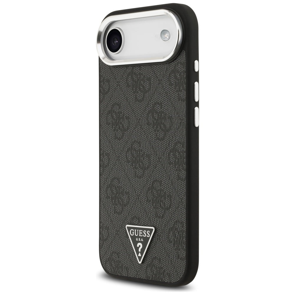 Θήκη MagSafe για Apple iPhone 17 Air, Guess, 4G Triangle Logo, Μαύρη Ασημί