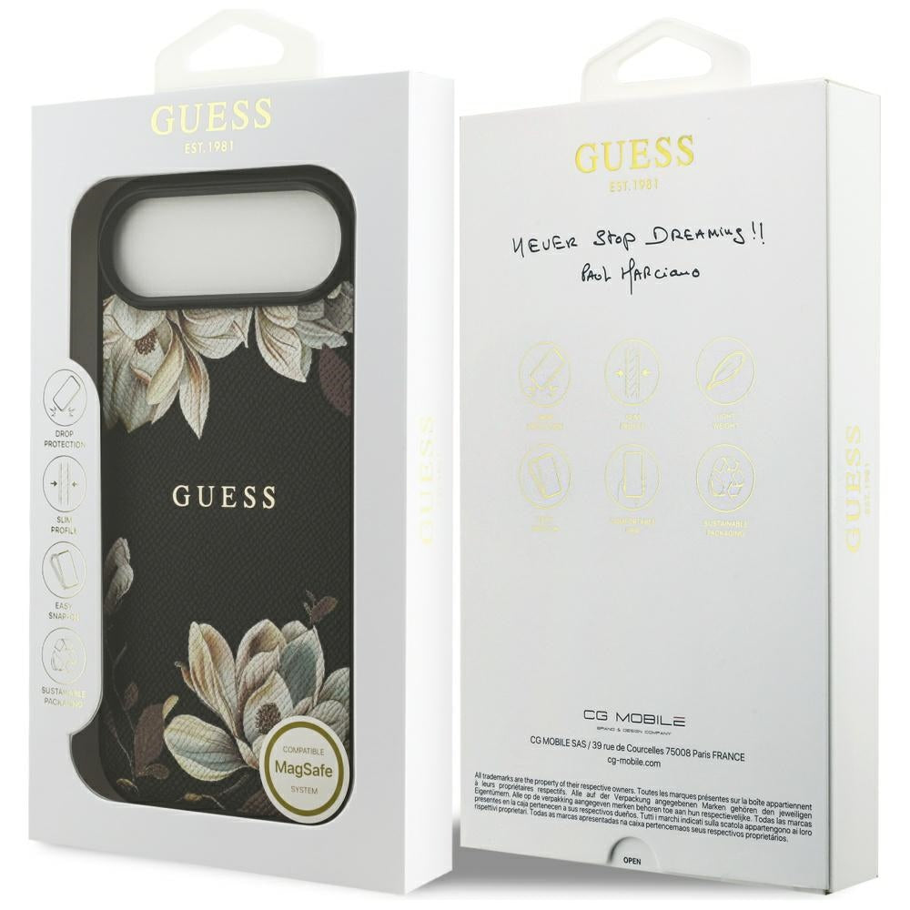 Θήκη MagSafe για Apple iPhone 17 Air, Guess, Grained Flowers, Μαύρη