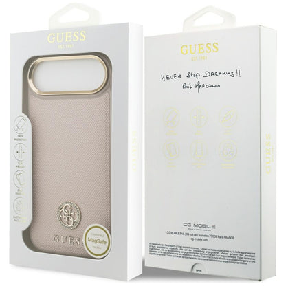 Θήκη MagSafe για Apple iPhone 17 Air, Guess, Grained Strass Logo, Ροζ