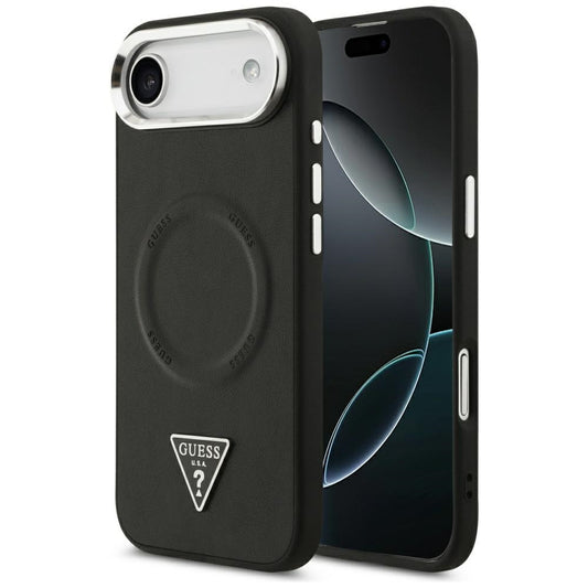 Θήκη MagSafe για Apple iPhone 17 Air, Guess, Triangle Logo, Μαύρη Ασημί