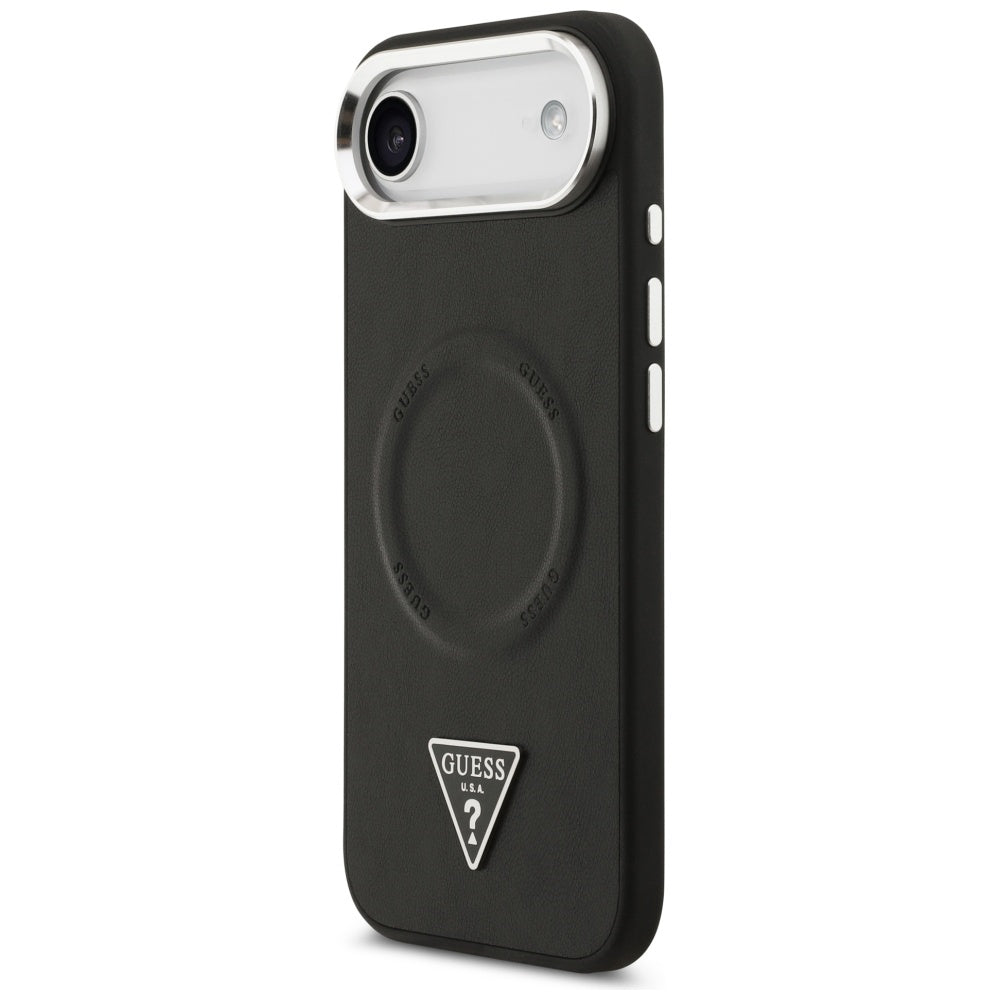 Θήκη MagSafe για Apple iPhone 17 Air, Guess, Triangle Logo, Μαύρη Ασημί