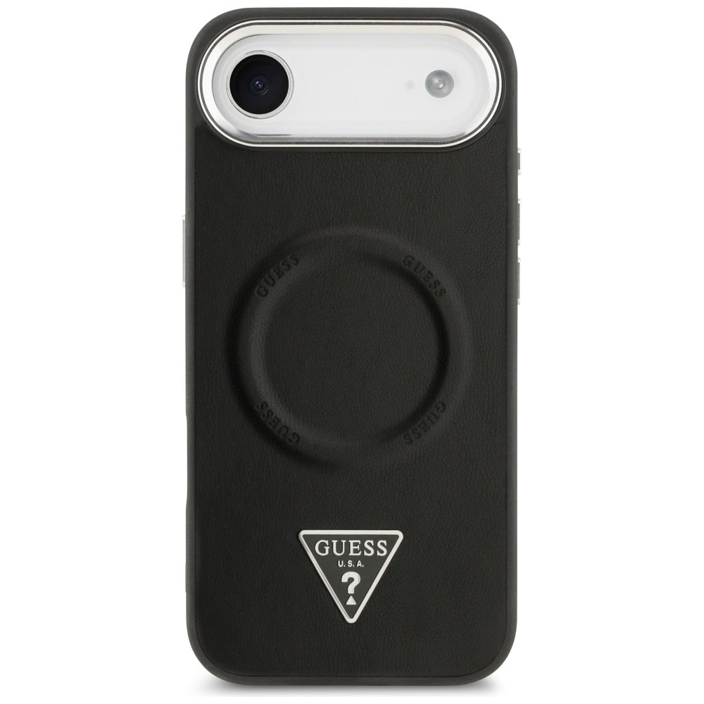 Θήκη MagSafe για Apple iPhone 17 Air, Guess, Triangle Logo, Μαύρη Ασημί