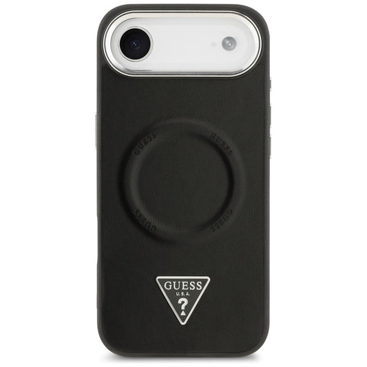Θήκη MagSafe για Apple iPhone 17 Air, Guess, Triangle Logo, Μαύρη Ασημί