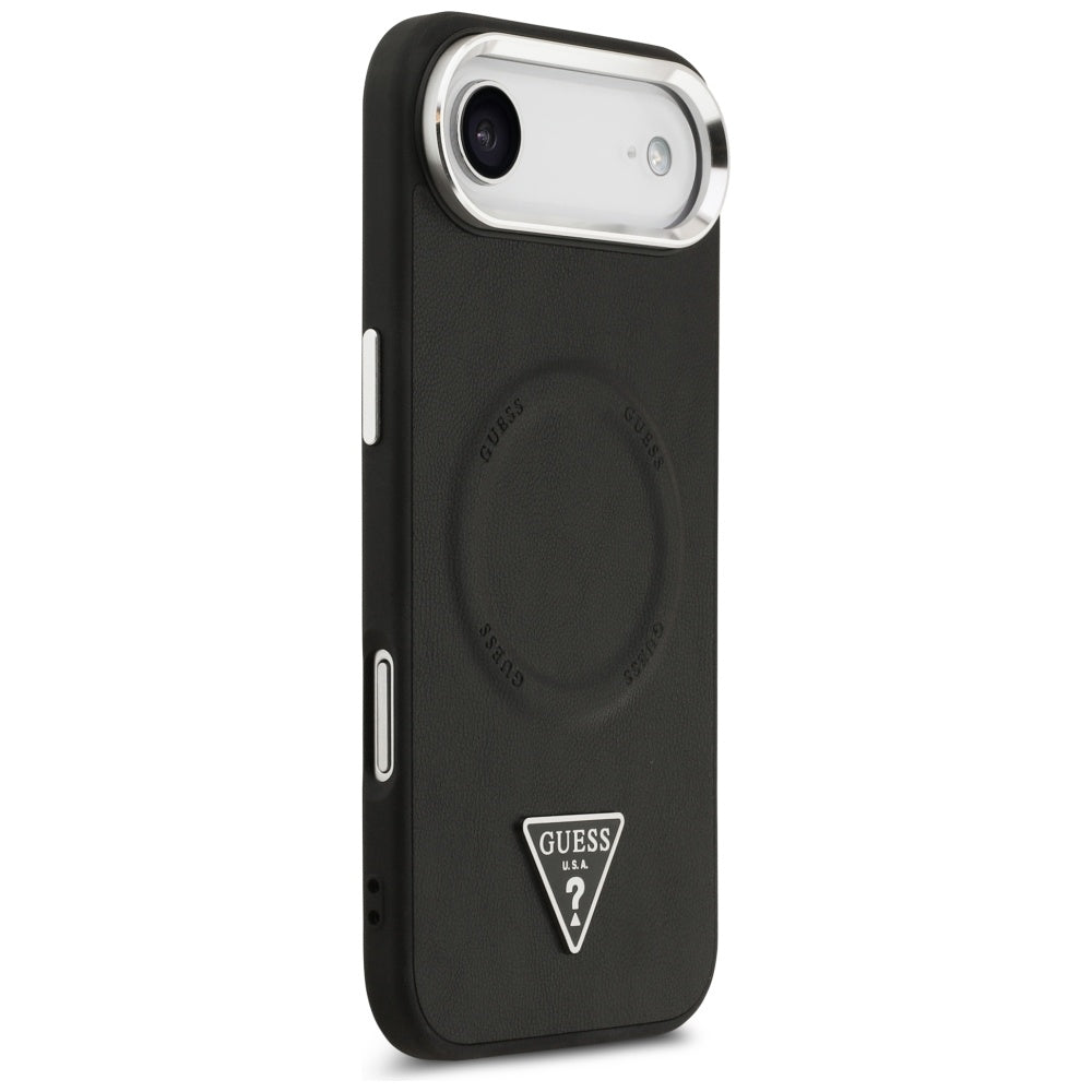 Θήκη MagSafe για Apple iPhone 17 Air, Guess, Triangle Logo, Μαύρη Ασημί