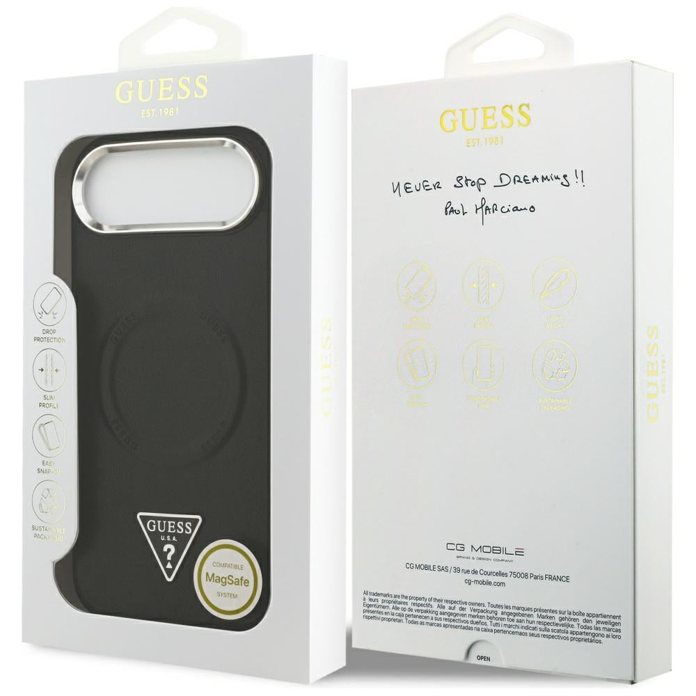 Θήκη MagSafe για Apple iPhone 17 Air, Guess, Triangle Logo, Μαύρη Ασημί