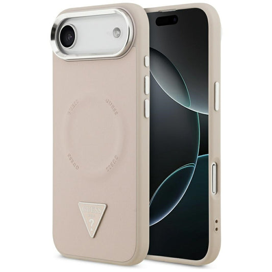 Θήκη MagSafe για Apple iPhone 17 Air, Guess, Triangle Logo, Ροζ Ασημί