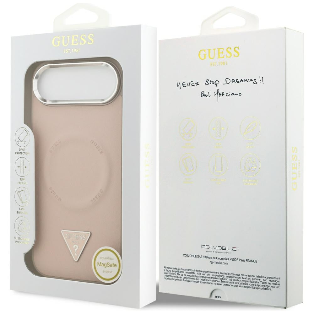 Θήκη MagSafe για Apple iPhone 17 Air, Guess, Triangle Logo, Ροζ Ασημί