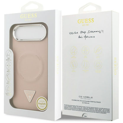 Θήκη MagSafe για Apple iPhone 17 Air, Guess, Triangle Logo, Ροζ Ασημί
