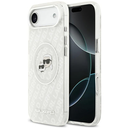 MagSafe Case for Apple iPhone 17 Air, Karl Lagerfeld, IML Glitter Karl & Choupette's Heads, Grey