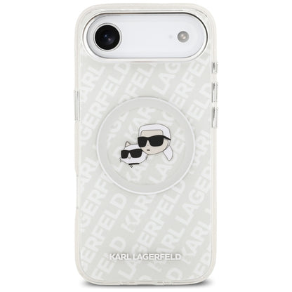 MagSafe Case for Apple iPhone 17 Air, Karl Lagerfeld, IML Glitter Karl & Choupette's Heads, Grey