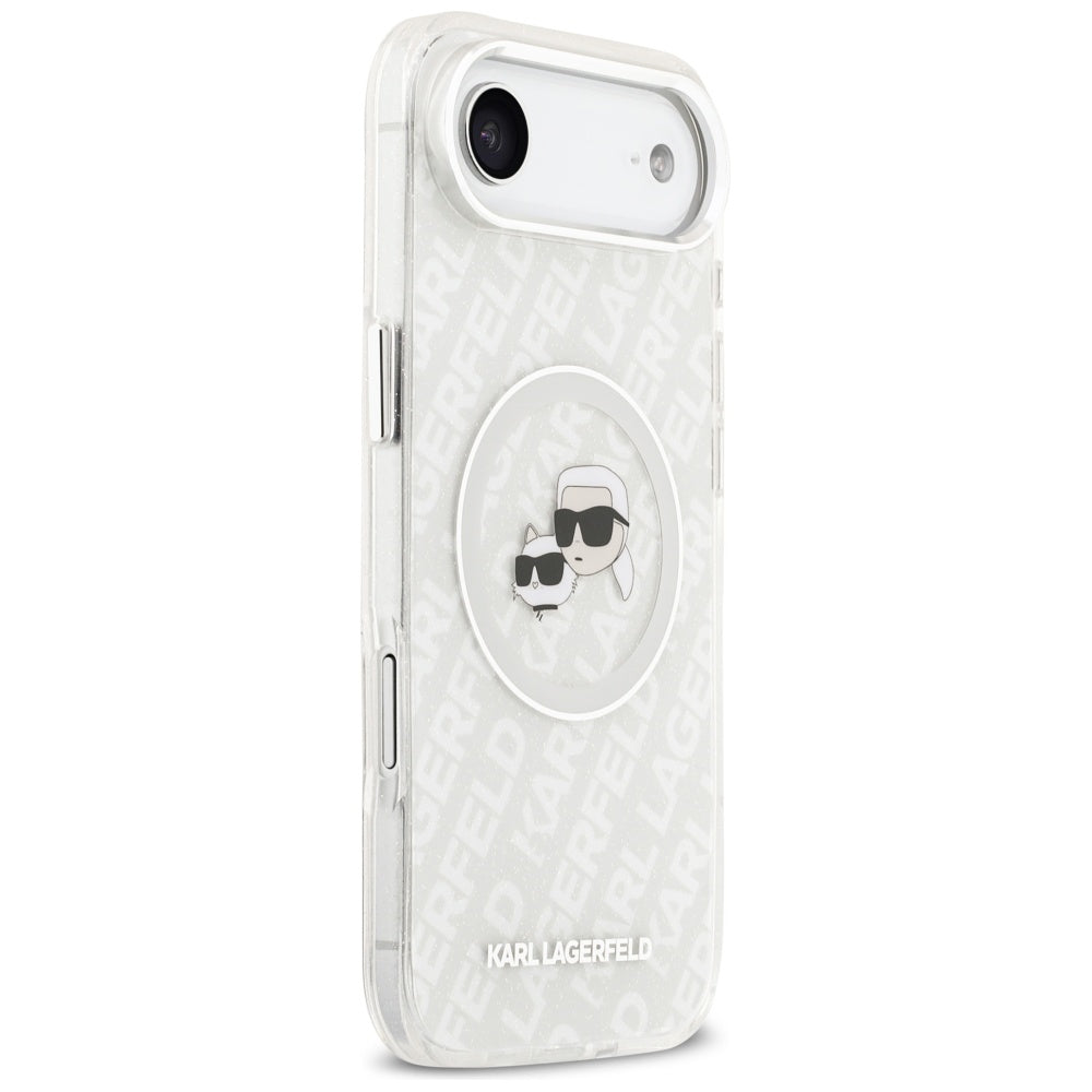 MagSafe Case for Apple iPhone 17 Air, Karl Lagerfeld, IML Glitter Karl & Choupette's Heads, Grey