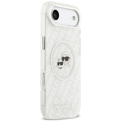 MagSafe Case for Apple iPhone 17 Air, Karl Lagerfeld, IML Glitter Karl & Choupette's Heads, Grey