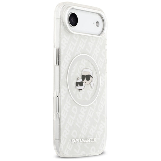 MagSafe Case for Apple iPhone 17 Air, Karl Lagerfeld, IML Glitter Karl & Choupette's Heads, Grey