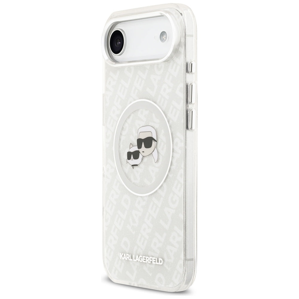 MagSafe Case for Apple iPhone 17 Air, Karl Lagerfeld, IML Glitter Karl & Choupette's Heads, Grey