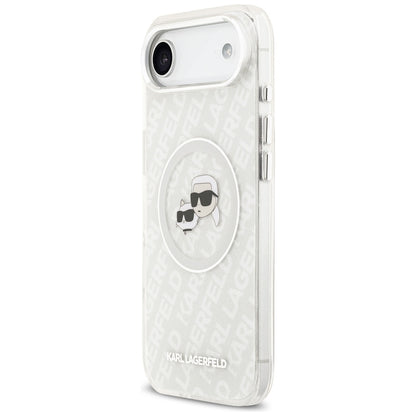 MagSafe Case for Apple iPhone 17 Air, Karl Lagerfeld, IML Glitter Karl & Choupette's Heads, Grey