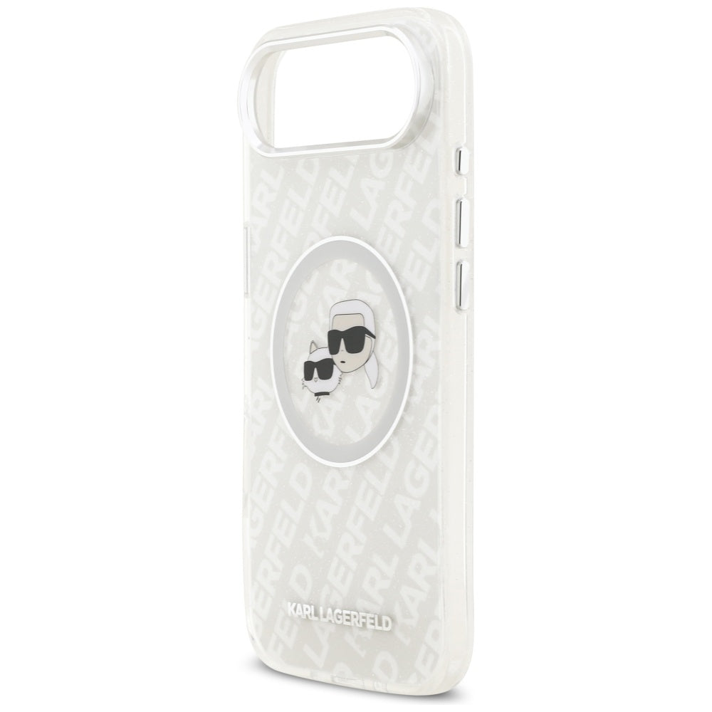 MagSafe Case for Apple iPhone 17 Air, Karl Lagerfeld, IML Glitter Karl & Choupette's Heads, Grey