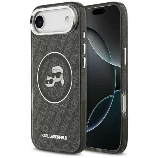 MagSafe Case for Apple iPhone 17 Air, Karl Lagerfeld, IML Glitter Karl & Choupette's Heads, Black