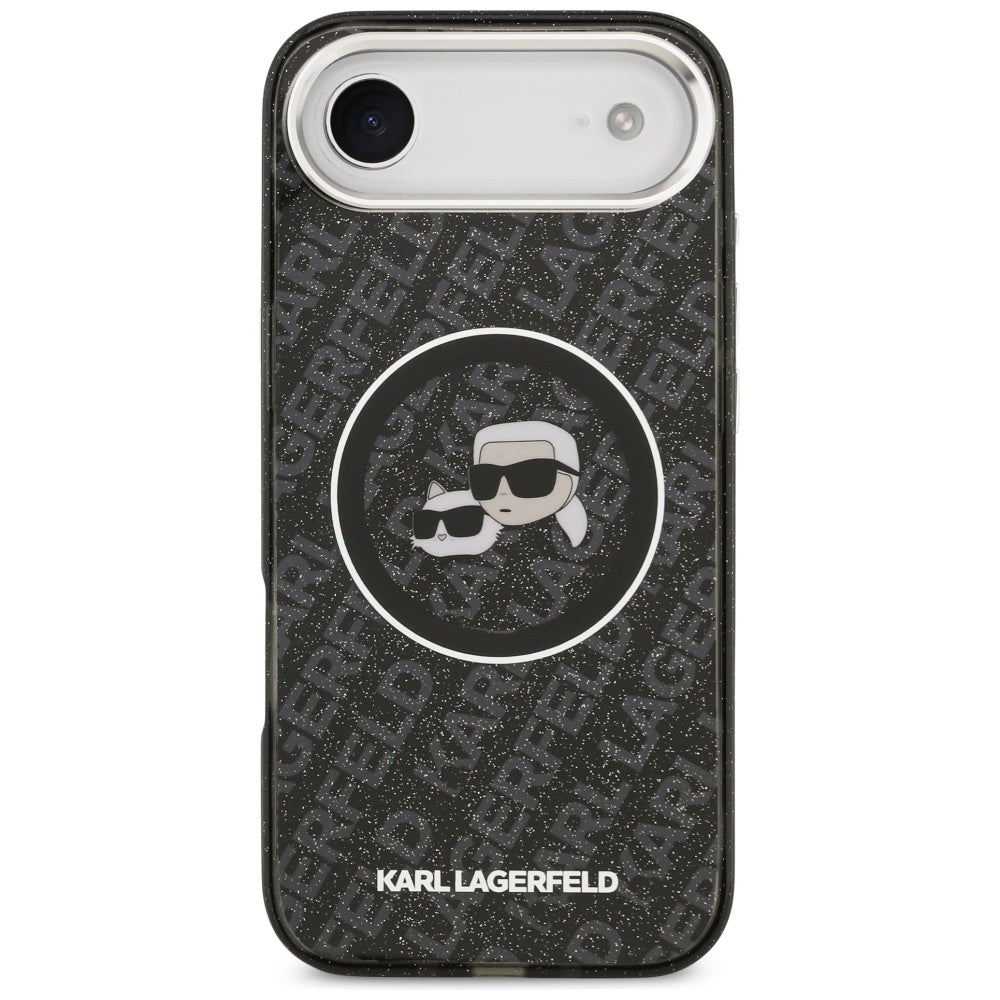 MagSafe Case for Apple iPhone 17 Air, Karl Lagerfeld, IML Glitter Karl & Choupette's Heads, Black