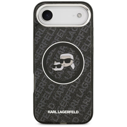 MagSafe Case for Apple iPhone 17 Air, Karl Lagerfeld, IML Glitter Karl & Choupette's Heads, Black