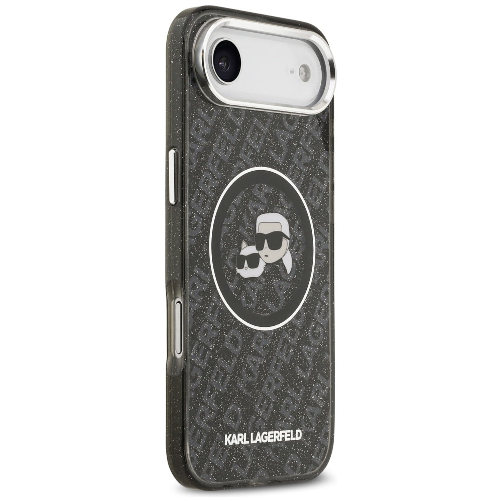 MagSafe Case for Apple iPhone 17 Air, Karl Lagerfeld, IML Glitter Karl & Choupette's Heads, Black