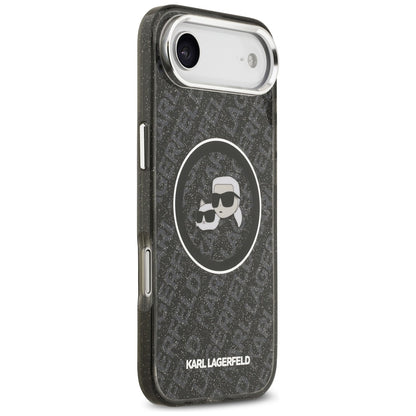 MagSafe Case for Apple iPhone 17 Air, Karl Lagerfeld, IML Glitter Karl & Choupette's Heads, Black
