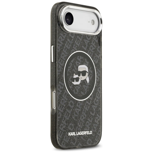 MagSafe Case for Apple iPhone 17 Air, Karl Lagerfeld, IML Glitter Karl & Choupette's Heads, Black