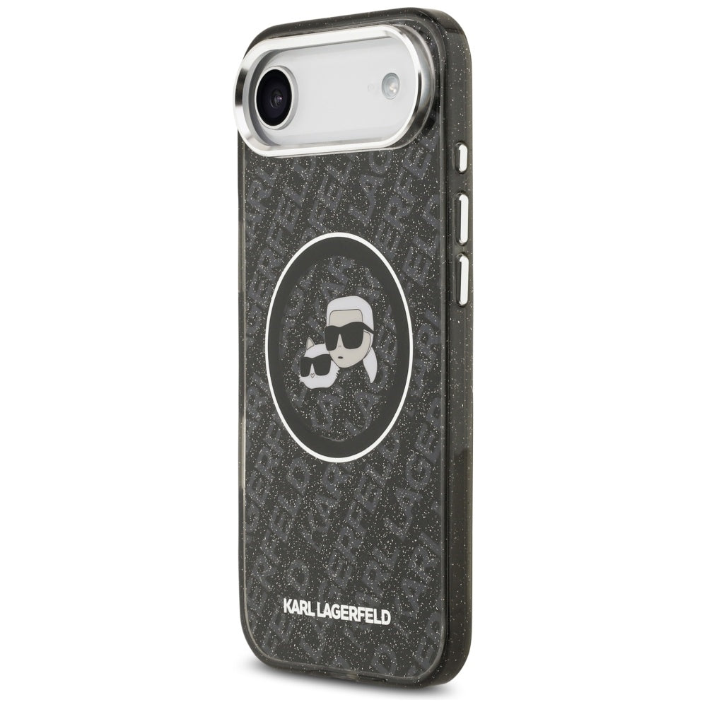 MagSafe Case for Apple iPhone 17 Air, Karl Lagerfeld, IML Glitter Karl & Choupette's Heads, Black