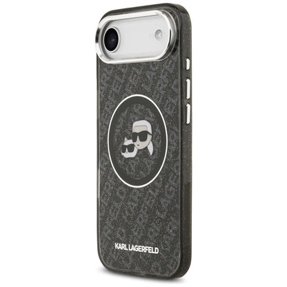 MagSafe Case for Apple iPhone 17 Air, Karl Lagerfeld, IML Glitter Karl & Choupette's Heads, Black