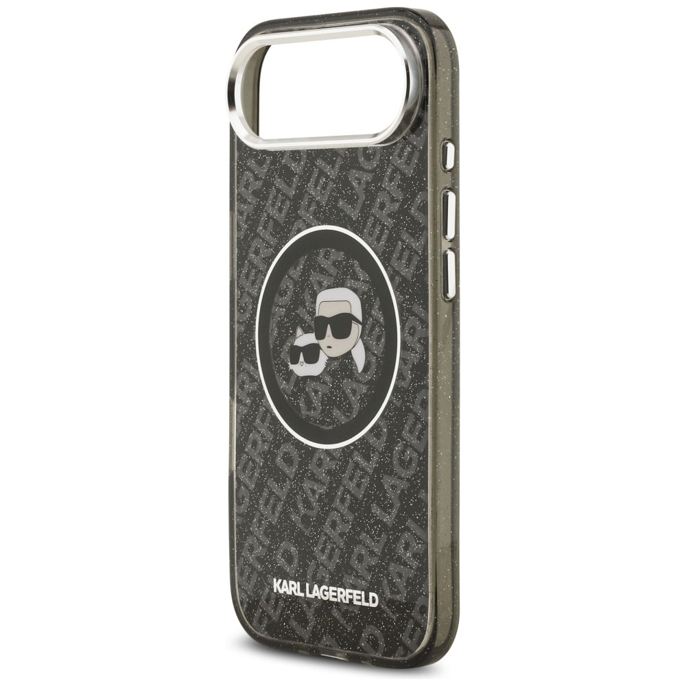 MagSafe Case for Apple iPhone 17 Air, Karl Lagerfeld, IML Glitter Karl & Choupette's Heads, Black