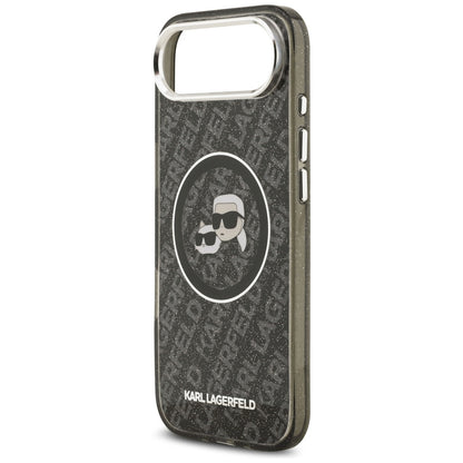 MagSafe Case for Apple iPhone 17 Air, Karl Lagerfeld, IML Glitter Karl & Choupette's Heads, Black