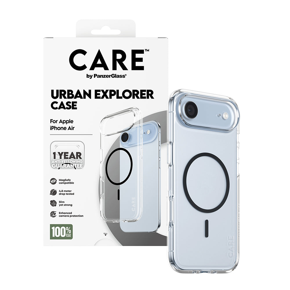 MagSafe Case for Apple iPhone 17 Air, PanzerGlass, Urban Explorer Care, Black Transparent