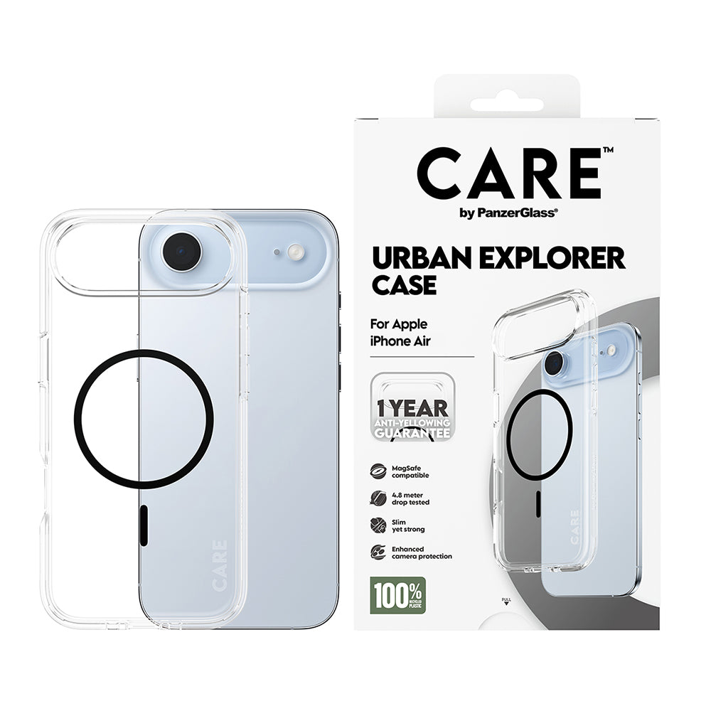 MagSafe Case for Apple iPhone 17 Air, PanzerGlass, Urban Explorer Care, Black Transparent