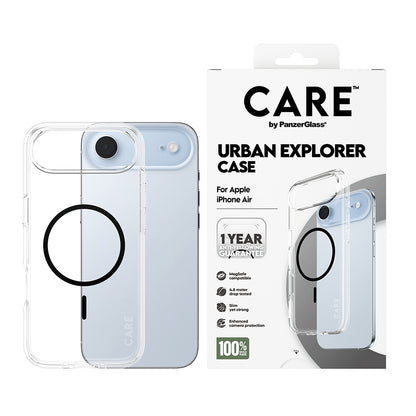 MagSafe Case for Apple iPhone 17 Air, PanzerGlass, Urban Explorer Care, Black Transparent
