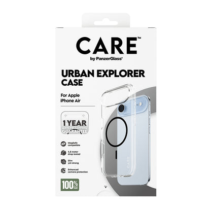 MagSafe Case for Apple iPhone 17 Air, PanzerGlass, Urban Explorer Care, Black Transparent