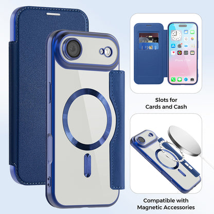 Θήκη MagSafe για Apple iPhone 17 Air, Techsuit, SmartMag Book, Μπλε