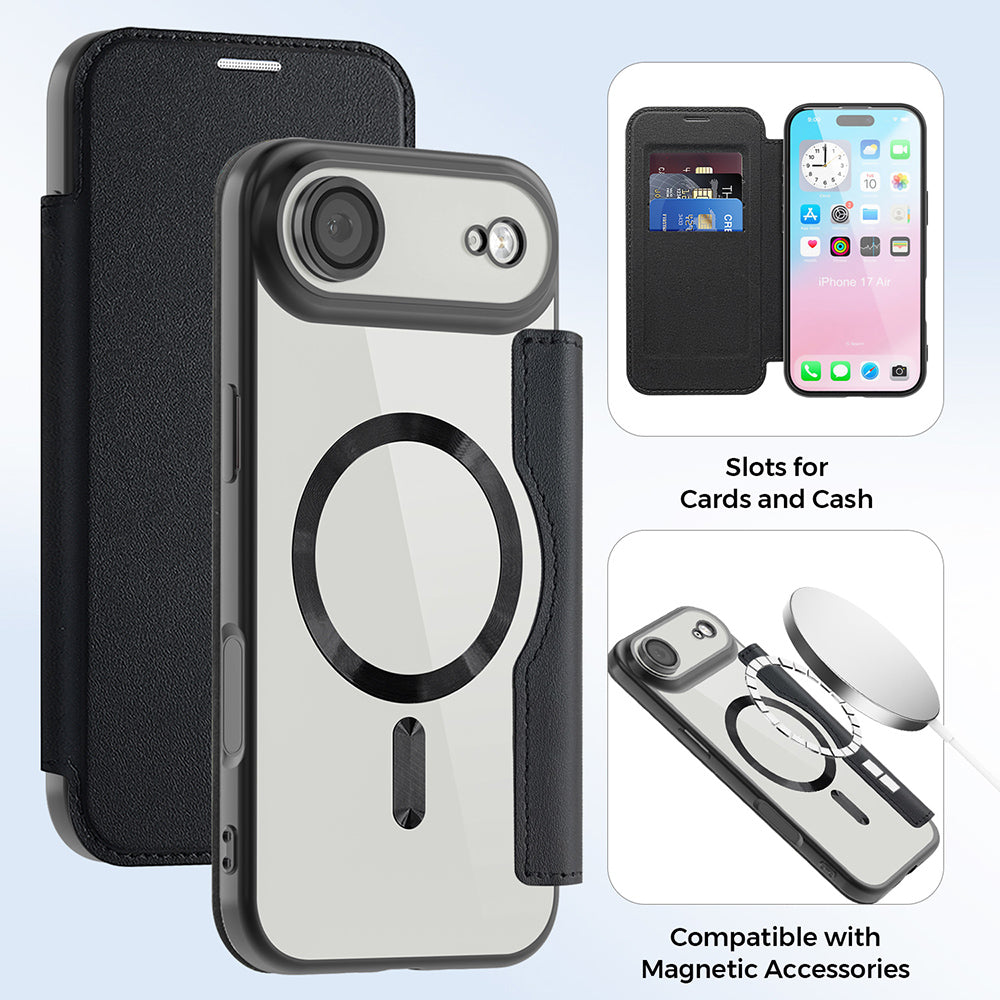 Θήκη MagSafe για Apple iPhone 17 Air, Techsuit, SmartMag Book, Μαύρη