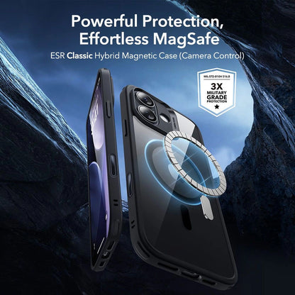 Θήκη MagSafe για Apple iPhone 17, ESR, Classic Hybrid με Προστατευτικό Οθόνης, Διάφανη Μαύρη