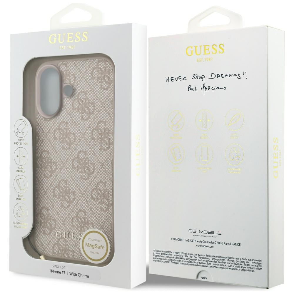 Θήκη MagSafe για Apple iPhone 17, Guess, 4G Charm Cradle, Ροζ