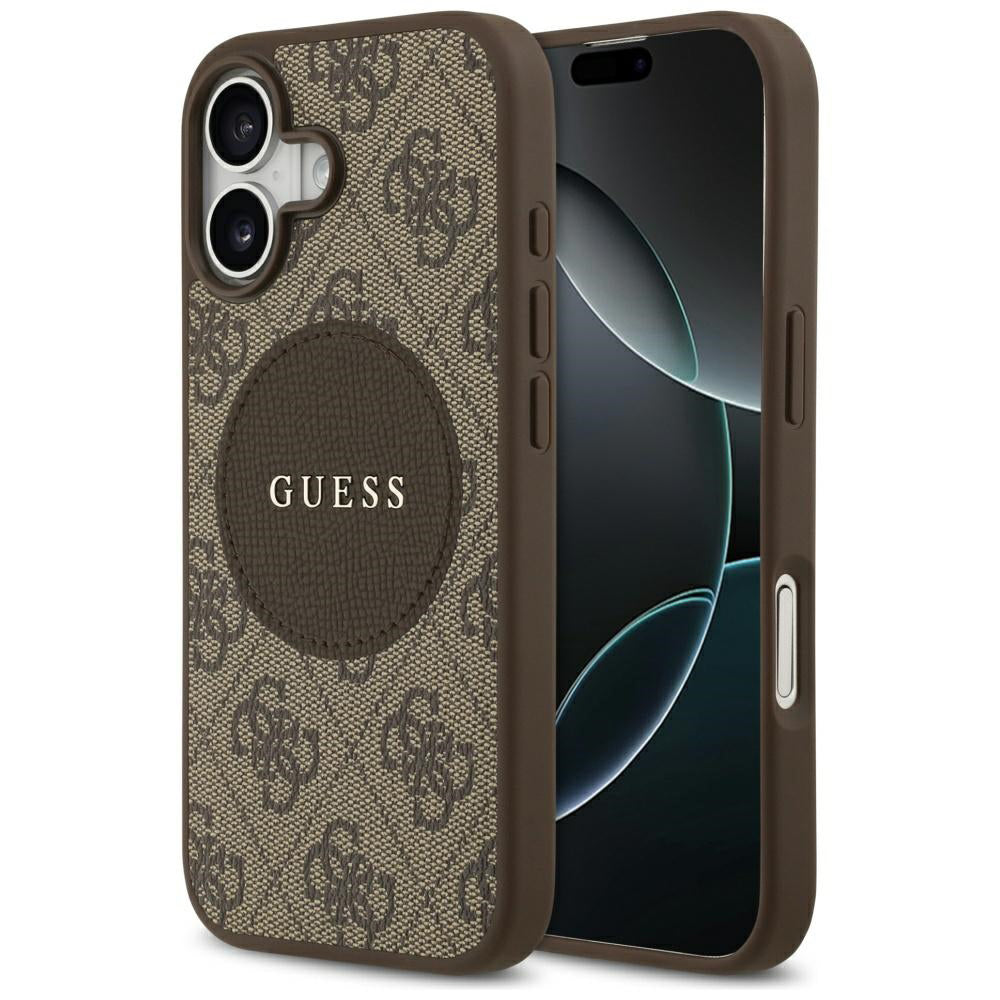 Θήκη MagSafe για Apple iPhone 17, Guess, 4G Circle Classic Logo, Καφέ