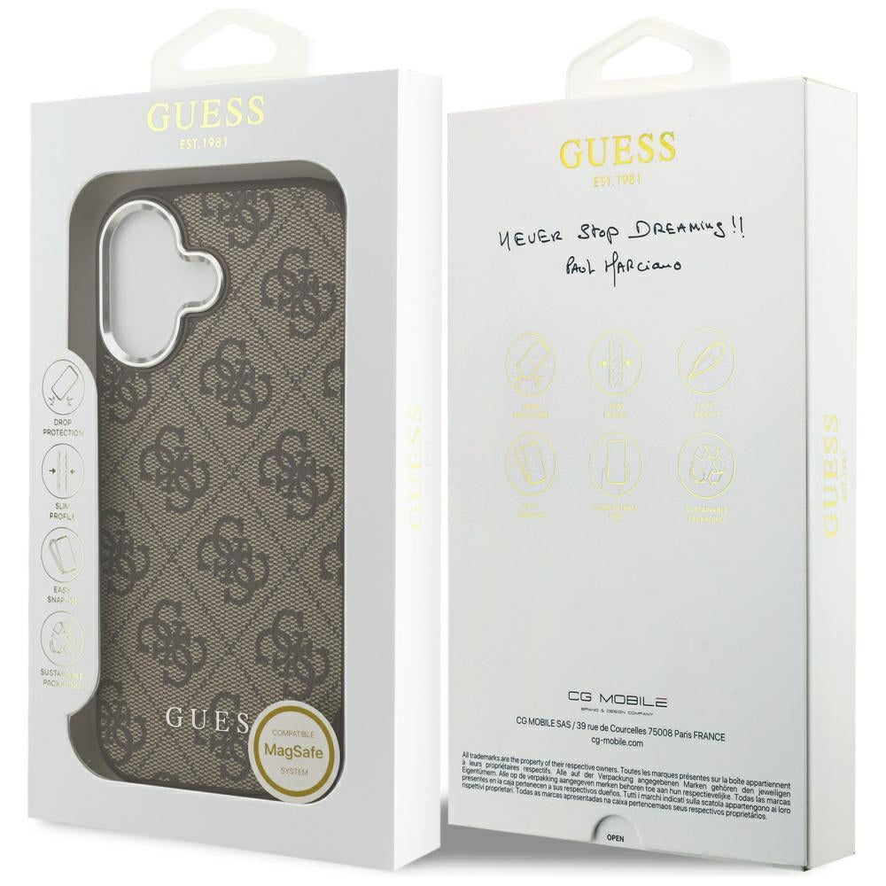 Θήκη MagSafe για Apple iPhone 17, Guess, 4G Classic Logo, Καφέ